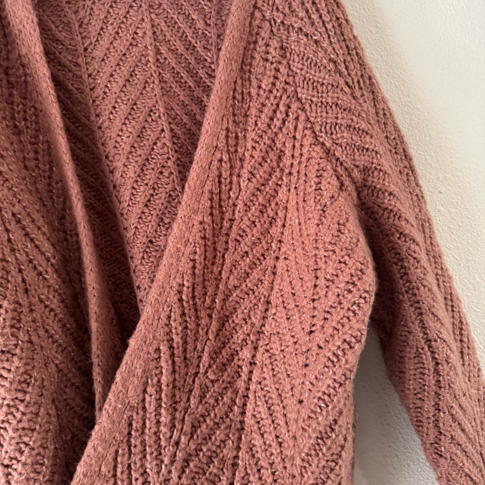 Cozy Boho Chunky Cable Knit Cardigan Rose Pink Open Front XXL Universal Thread - Picture 4 of 11